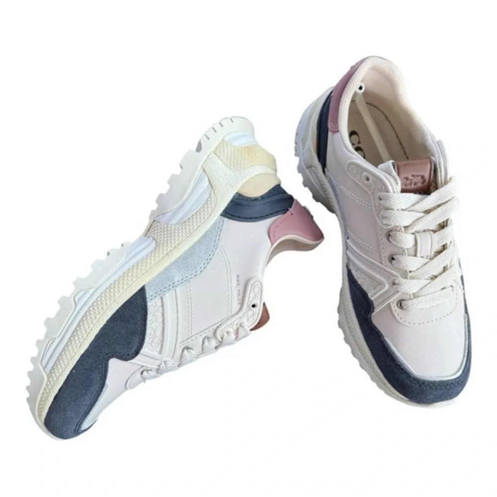 Coach Chalk Dusty Rose C143 GLT LTR Leather Sneakers 5.5 Designer Luxury NIB